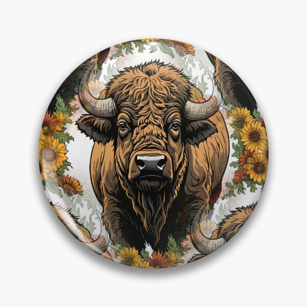 Item preview, Oklahoman Buffalo Surrounded By Gaillardia pulchella Pattern designed and sold by taiche.