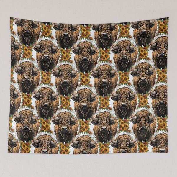 Item preview, Oklahoman Buffalo Surrounded By Gaillardia pulchella Pattern designed and sold by taiche.