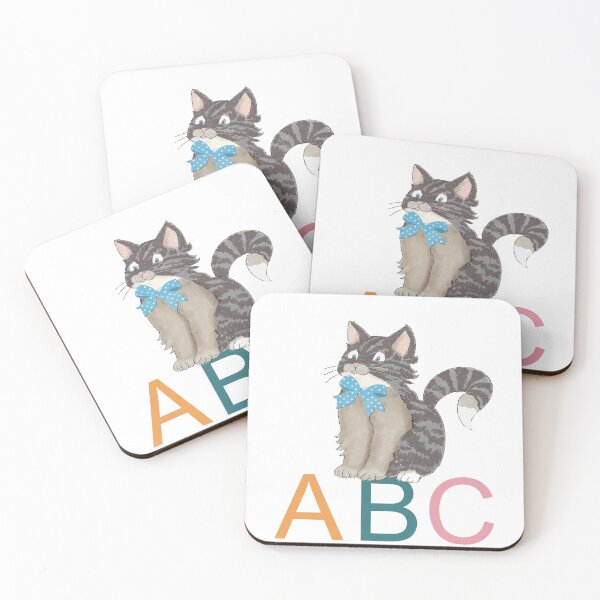 Item preview, ABC - Grey tiger cat with blue bow (2nd of 12) designed and sold by EMJAYHeiss.