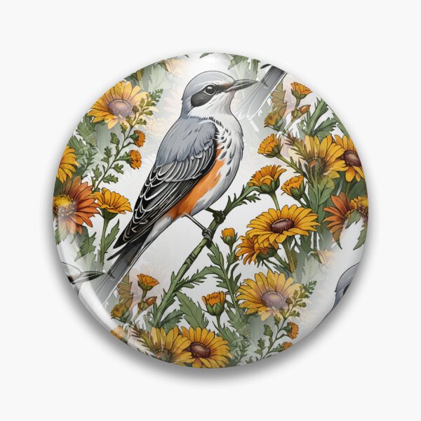 Item preview, Oklahoman Flycatcher Bird Surrounded By Gaillardia pulchella Pattern designed and sold by taiche.