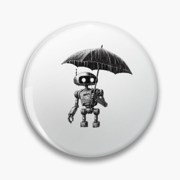 Item preview, Robot holding an umbrella in the rain designed and sold by Gentle40Winks.