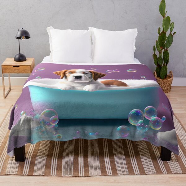Item preview, Cute puppy in a bathtub with soap bubbles designed and sold by MarionsArt.