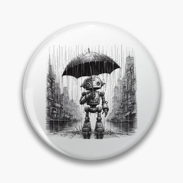 Item preview,  Robot holding an umbrella in the rain designed and sold by Gentle40Winks.