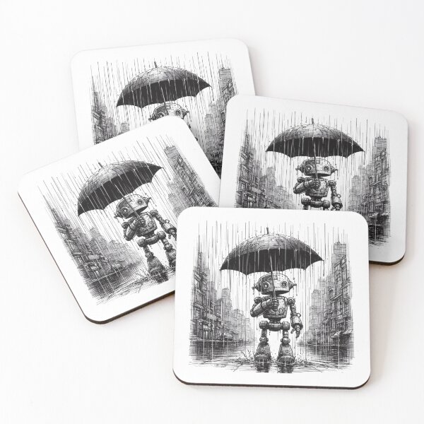 Item preview,  Robot holding an umbrella in the rain designed and sold by Gentle40Winks.