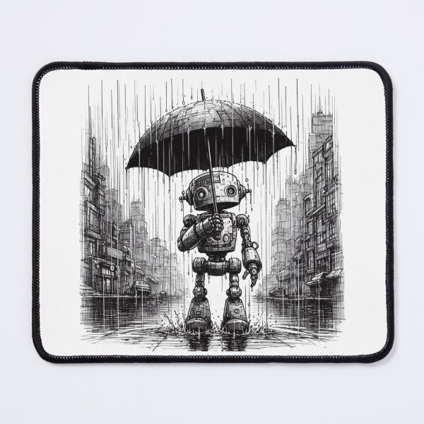 Item preview, Robot holding an umbrella in the rain designed and sold by Gentle40Winks.