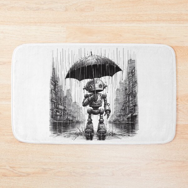 Item preview,  Robot holding an umbrella in the rain designed and sold by Gentle40Winks.