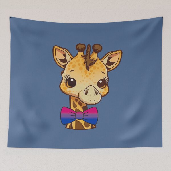 Item preview, Cute Giraffe with Bisexual Pride Flag Bowtie, Kawaii Bi Pride Design  designed and sold by Travelslightly.
