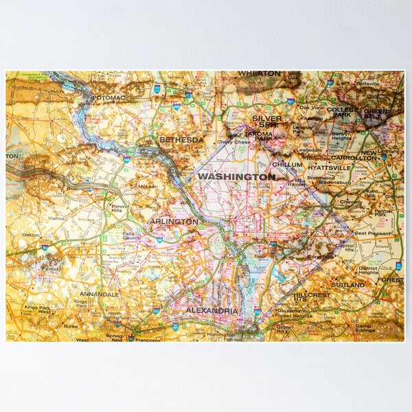 Item preview, Washington USA Vintaged Map  designed and sold by PatBlancheArt.