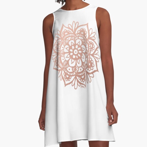 Rose Gold Mandala Flower A-Line Dress