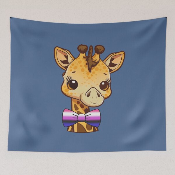Item preview, Cute Giraffe with Genderfluid Pride Flag Bowtie, Kawaii Genderfluid Pride Design  designed and sold by Travelslightly.