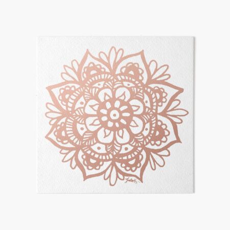 Rose Gold Mandala Flower Art Board Print