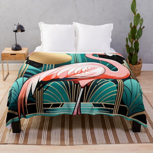 Item preview, Art Deco Flamingo Elegance with Golden Sun designed and sold by PragmaticP.