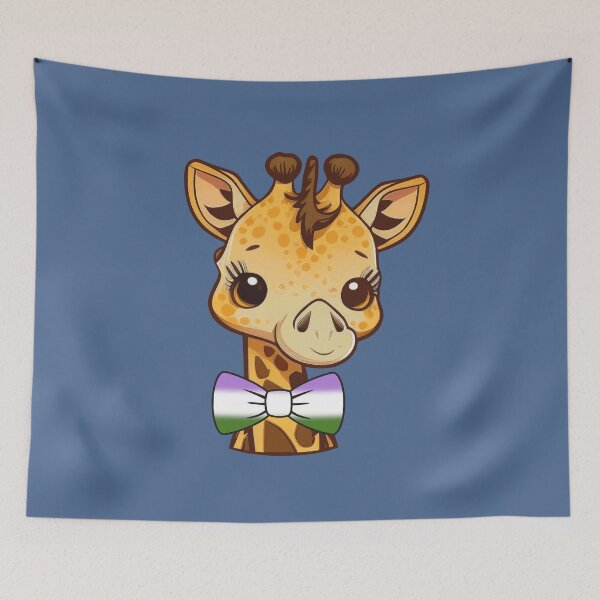 Item preview, Cute Giraffe with Genderqueer Pride Flag Bowtie, Kawaii Genderqueer Pride Design  designed and sold by Travelslightly.