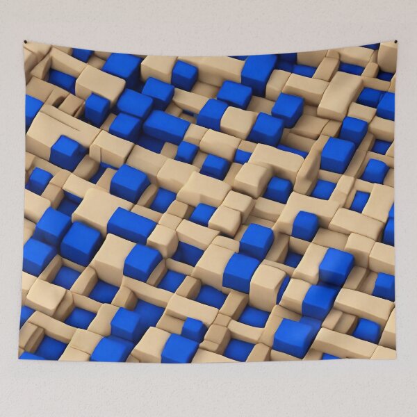 Item preview, Abstract, Geometric Pattern, Like Plasticine, Royal Blue, Cream designed and sold by Gaborai.