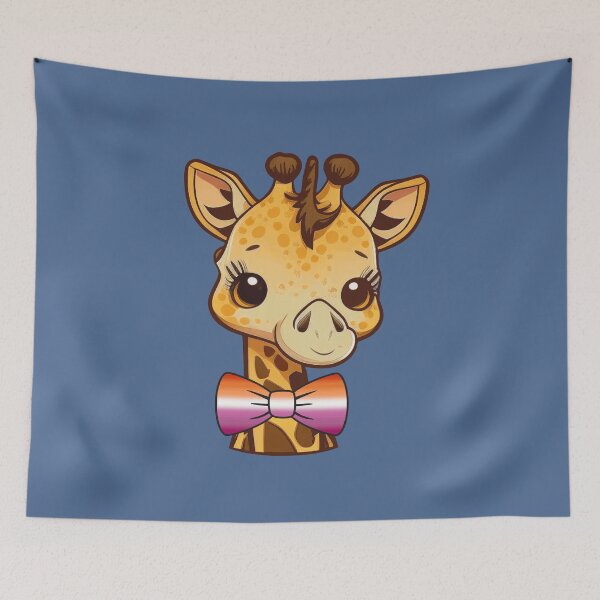 Item preview, Cute Giraffe with Lesbian Pride Flag Bowtie, Kawaii Lesbian Pride Design  designed and sold by Travelslightly.