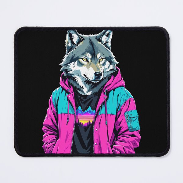 Item preview, Wolf With Vaporwave Style Jacket designed and sold by GrayWolf123.
