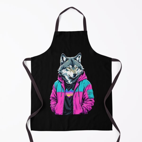 Item preview, Wolf With Vaporwave Style Jacket designed and sold by GrayWolf123.
