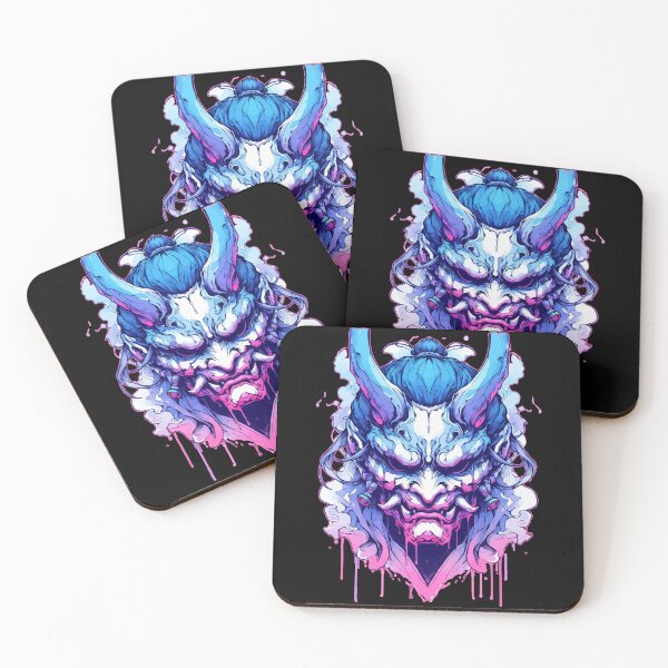 Item preview, Cool Oni Demon Samurai Hannya Ogre Pink Purple designed and sold by TomFrontierArt.