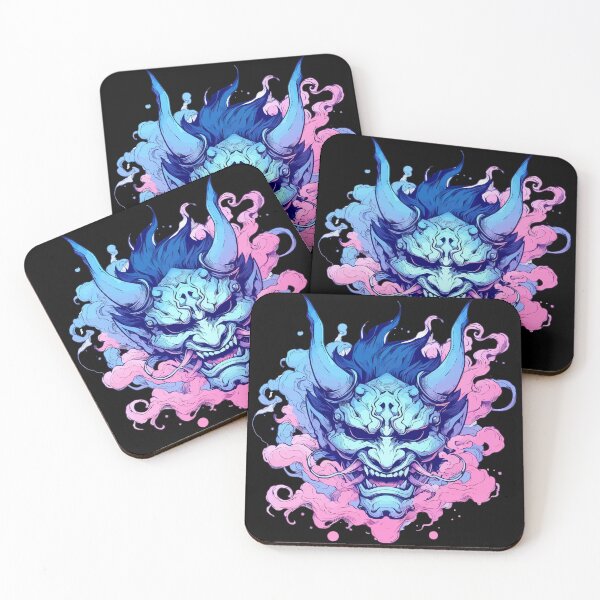 Item preview, Oni Demon Samurai Hannya Ogre Pink Blue designed and sold by TomFrontierArt.