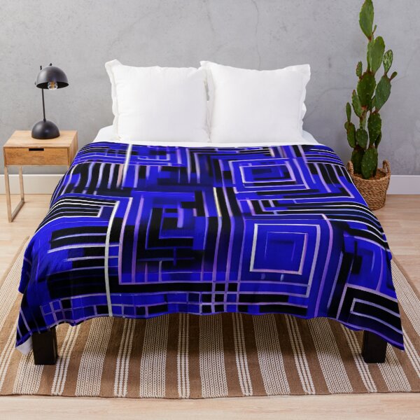 Item preview, Abstract Geometric Neon Blue, Black, White Pattern designed and sold by Gaborai.