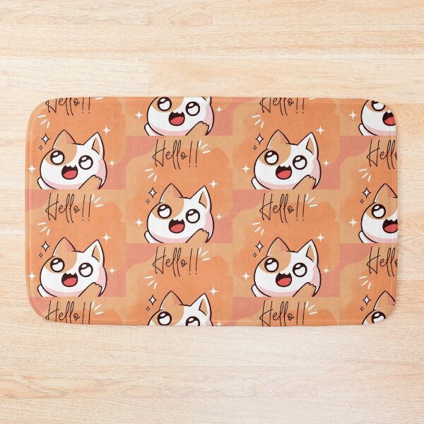 Item preview, Cute Kitten on Orange Background with "Hello" Text designed and sold by MisiuKolorowy.