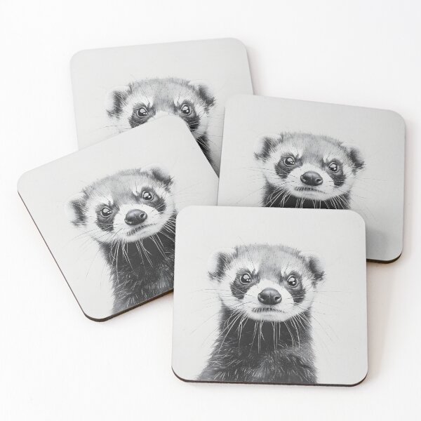 Item preview, Black and white weasel pencil drawing designed and sold by Pencil-Art.