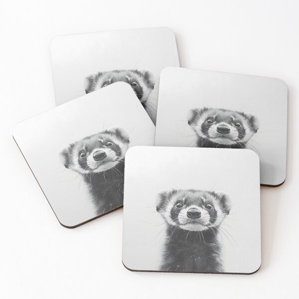 Item preview, Black and white weasel pencil drawing designed and sold by Pencil-Art.