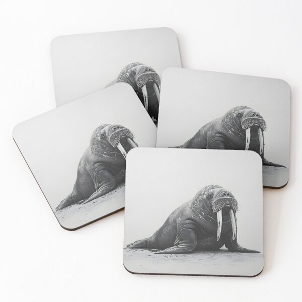 Item preview, Black and White Walrus Pencil Drawing designed and sold by Pencil-Art.