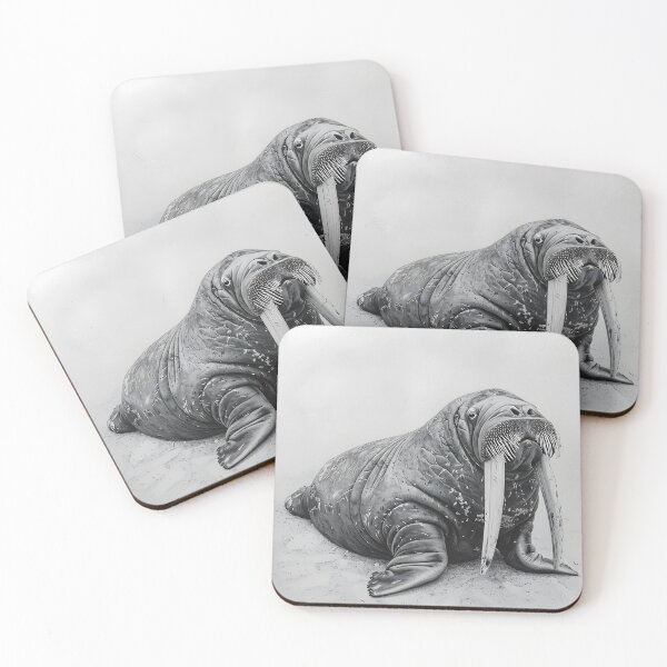 Item preview, Black and White Walrus Pencil Drawing designed and sold by Pencil-Art.