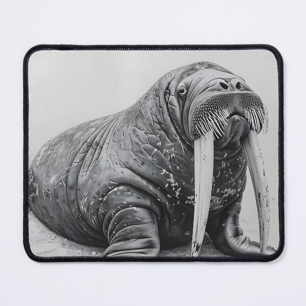 Item preview, Black and White Walrus Pencil Drawing designed and sold by Pencil-Art.