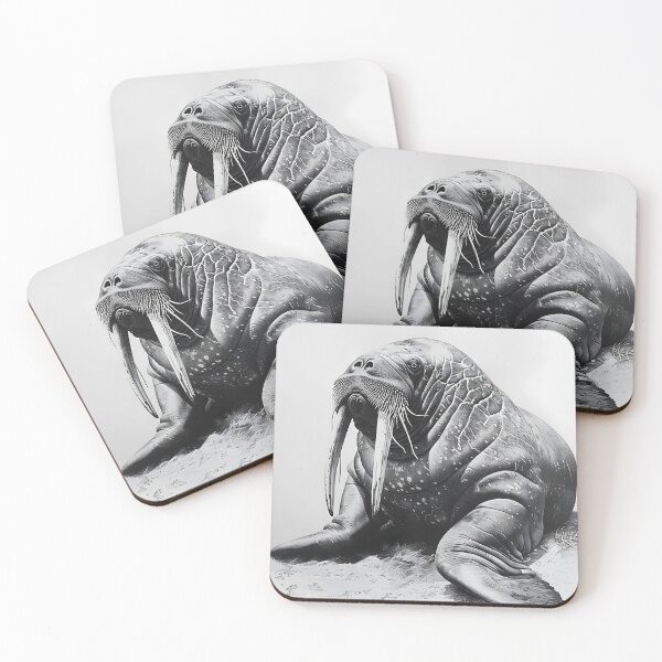 Item preview, Black and White Walrus Pencil Drawing designed and sold by Pencil-Art.