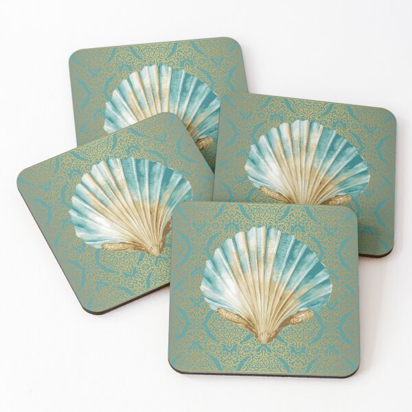 Item preview, Elegant Sea Shell on Gold Filigree Background designed and sold by LemonHorse.