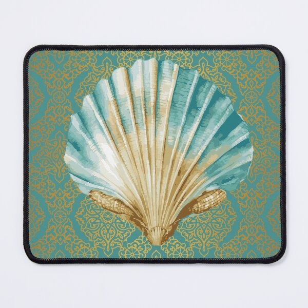 Item preview, Elegant Sea Shell on Gold Filigree Background designed and sold by LemonHorse.