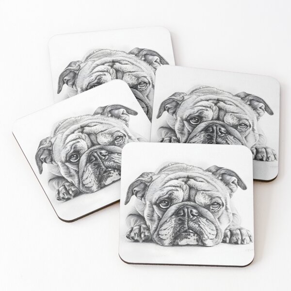 Item preview, Black and white bulldog pencil drawing designed and sold by Pencil-Art.
