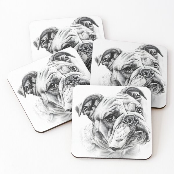 Item preview, Black and white bulldog pencil drawing designed and sold by Pencil-Art.