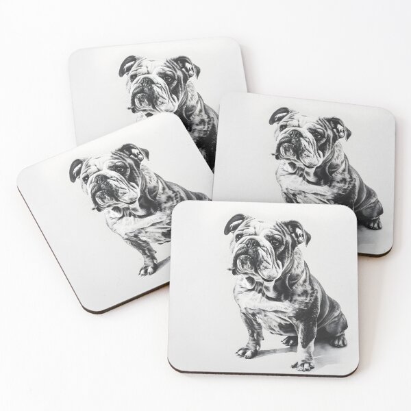 Item preview, Black and white bulldog pencil drawing designed and sold by Pencil-Art.