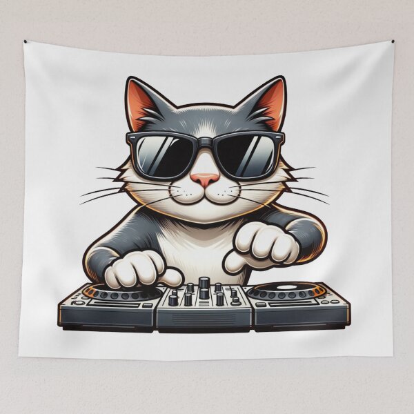 Item preview, DJ cat designed and sold by NTKSHOP11.