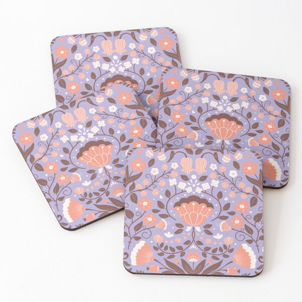 Item preview, Dark purple and orange floral symmetrical illustration designed and sold by Floral patterns and cute characters.