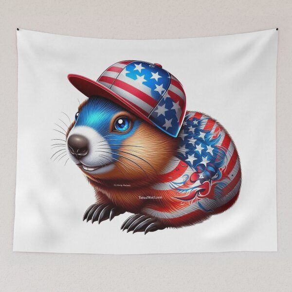 Item preview, Patriotic Tatted Groundhog designed and sold by TattedWolf.