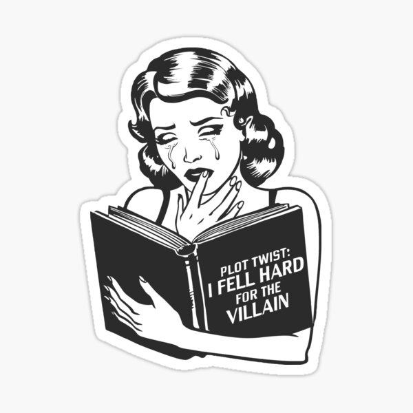 Item preview, I Fell Hard For The Villain Black and White Vintage Retro for Book Lover designed and sold by BookWishEra.