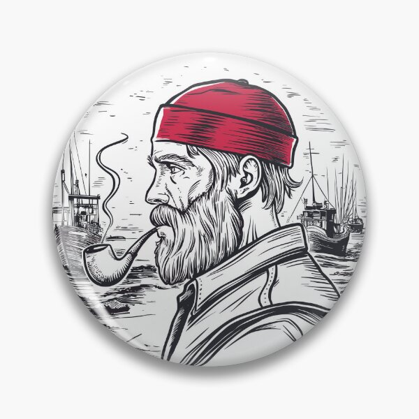 Item preview, Maritime Adventure Fisherman T-Shirt - Bearded Sailor Line Art designed and sold by EMWebDesign.