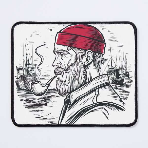 Item preview, Maritime Adventure Fisherman T-Shirt - Bearded Sailor Line Art designed and sold by EMWebDesign.