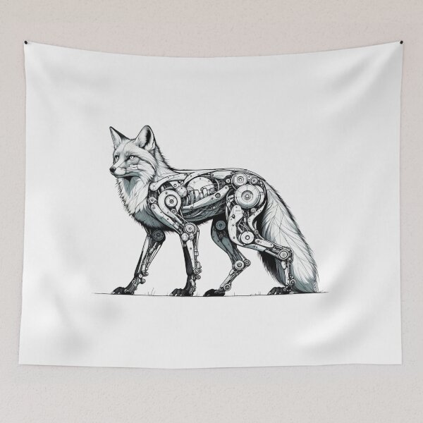 Artikelvorschau, Cybernetic Fox Artwork – Fusion von Natur und Maschine entworfen und verkauft von MiszungART.