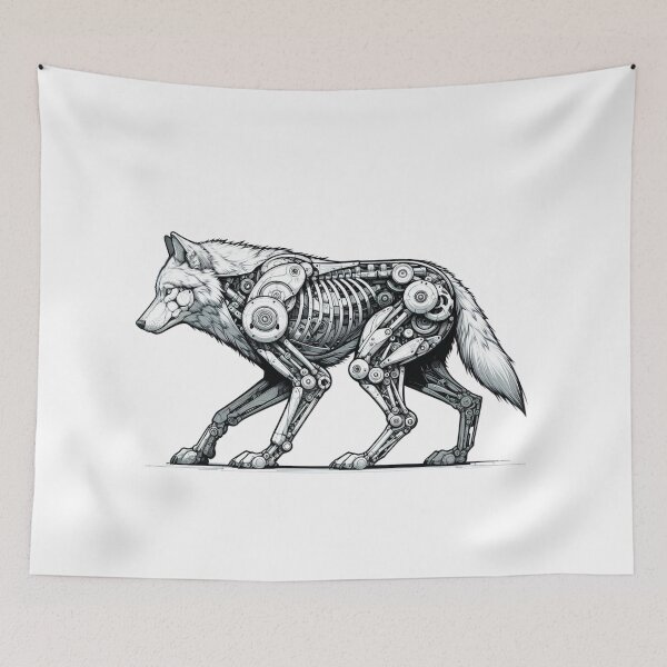 Item preview, Mechanical Wolf Artwork - Nature Meets Technology designed and sold by MiszungART.