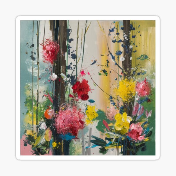 Item preview,  Wild Flower Meadow An abstract art painting that combines vibrant colors and artistic touches designed and sold by Halowi99.