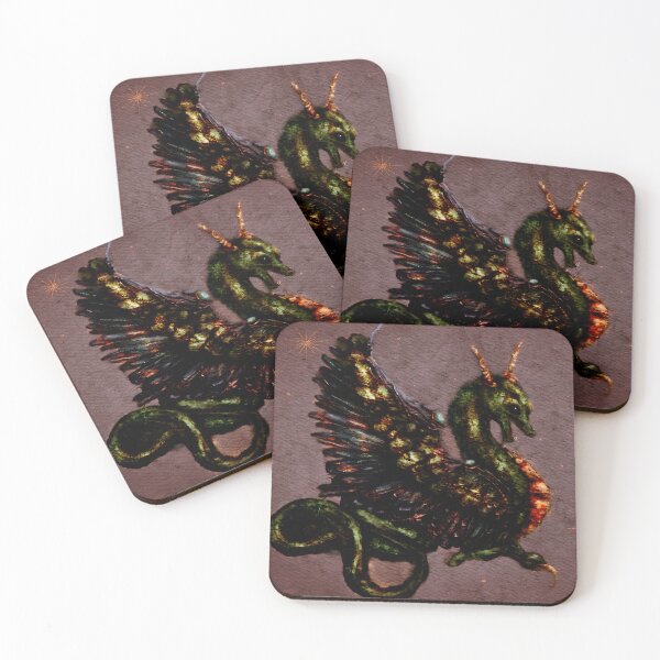 Item preview, Dance of Dragon Fantasy Art Watercolor of Jewel Dragon designed and sold by Monica Laipple.