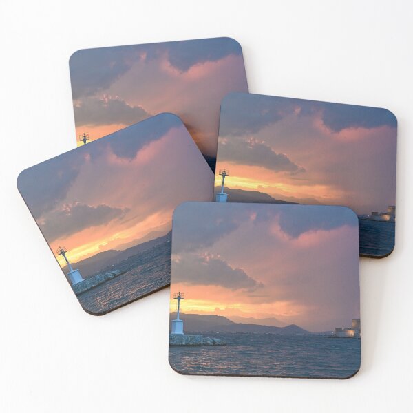 Item preview, Sunset over Bourtzi water fortress in Nafplio, Peloponnese, Greece designed and sold by goceris.