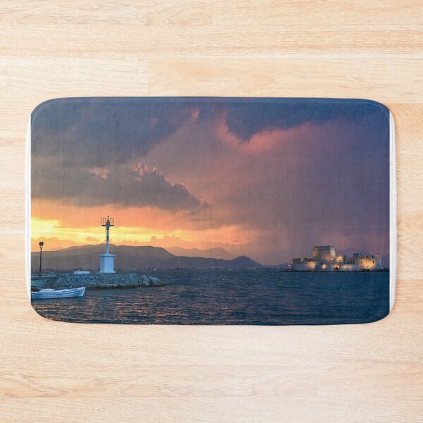 Item preview, Sunset over Bourtzi water fortress in Nafplio, Peloponnese, Greece designed and sold by goceris.