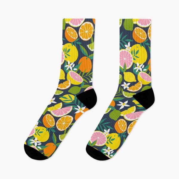 Item preview, Tropical Citrus Fruits on navy - pattern by Cecca Designs designed and sold by Cecca-Designs.