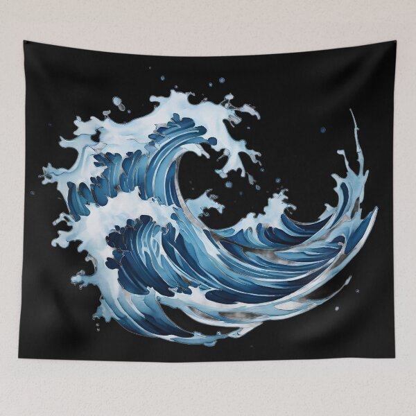 Item preview, a blue and white drawing of a wave designed and sold by Enga6.